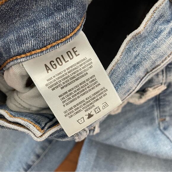 Agolde Women Sophie Ankle Skinny Pentacle Denim Jeans Blue High Waist Distressed - Picture 7 of 10